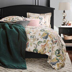 Pottery Barn Claudia Scroll Print KING Size Duvet Cover Set. Watercolor
